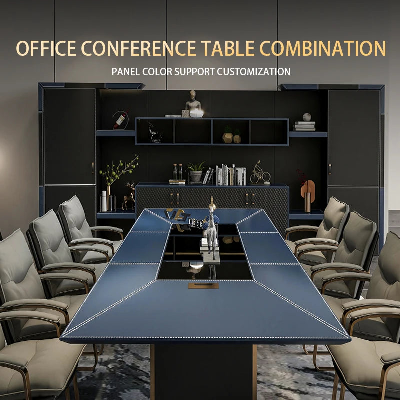 Light luxury  Leather Conference Table &amp; Chair Set