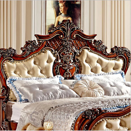 modern european solid wood bed 2 people Fashion Carved  1.8 m bed  french bedroom furniture 6592