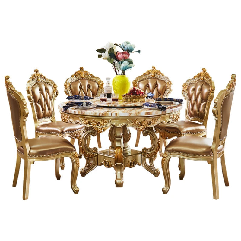 Luxury Marble Dining Table Set with Turntable