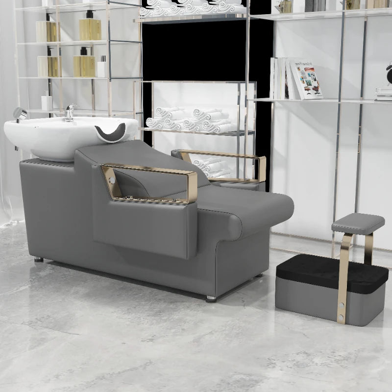 Luxury Basin Shampoo Chair Hair Therapy Styling Stations Hairwash Bed Head Spa Haar Wasch Liege Salon Equipment Furniture