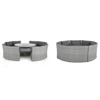 Outdoor Furniture Suit Garden Lounge Rattan O-Shaped Sofa Suit Courtyard Wicker Talk Suit New Design Luxury round Sofa
