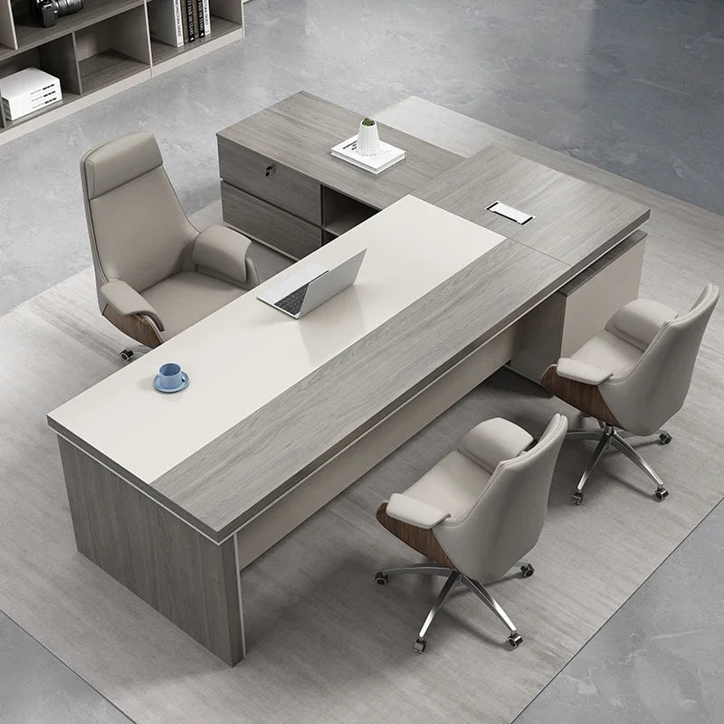 Modern Minimalist L Shape Computer Offices Desk Table Single Manager Officer Desks Extension Furniture Melamine Table p