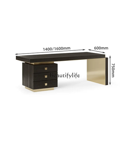 Italian Minimalist Minimalist Post-Modern Study Smoked Wood Light Luxury Desk