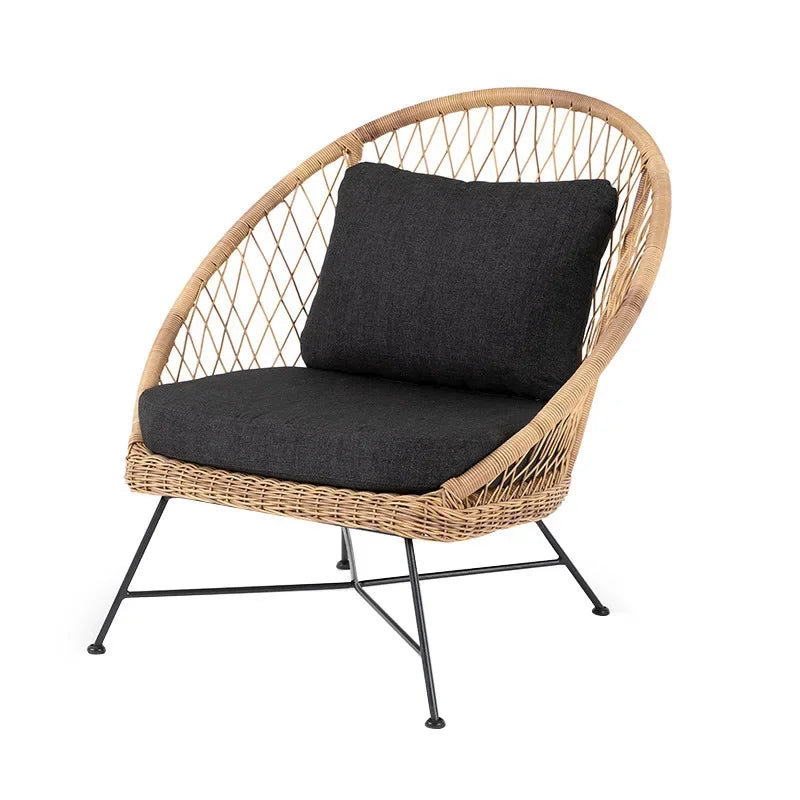 Outdoor Waterproof Furniture Garden Table And Chair Set Aluminum Arm Wicker Rattan Restaurant Dining Outdoor Chair