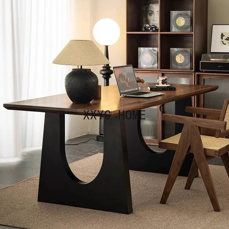 wood dining table rectangular designer computer table living room dining desk integrated household log dining table