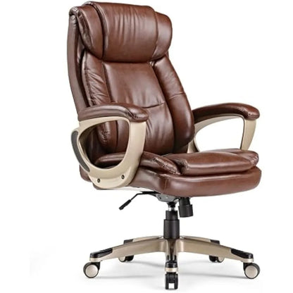 Office Chair, Ergonomic PU Leather, Suitable for Heavy Duty Individuals, with Thickly Padded Armrests, Executive Task Chair