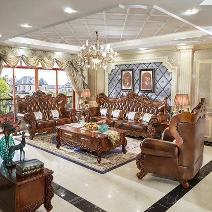 ProCARE Italy classic style living home furniture leather sofa set