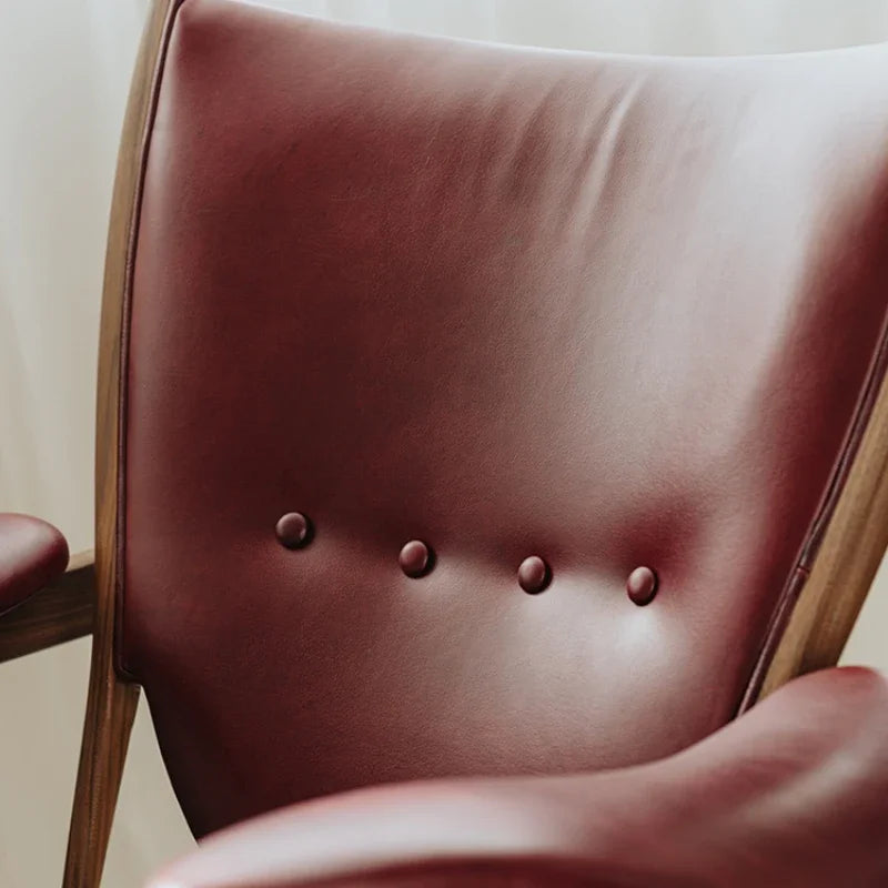 La burgundy oil wax leather chief black walnut single sofa living room leather leisure chair