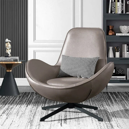 Nordic Design Chair Office Black Metal Leg Cushions Leather Relaxing Armchair Events Interior Silla Nordica Home Furniture