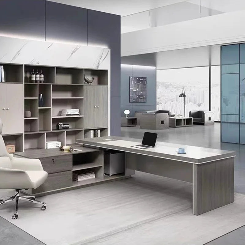 Omodern European Office Desk Standing Bookshelf Corner Conference Computer Desks L Shaped Luxury Mesa De Computador Furniture