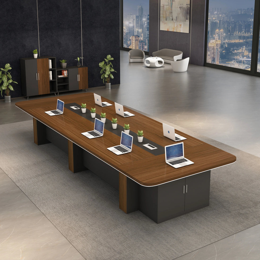 Modern Long Conference Table &amp; Chairs for 8 people