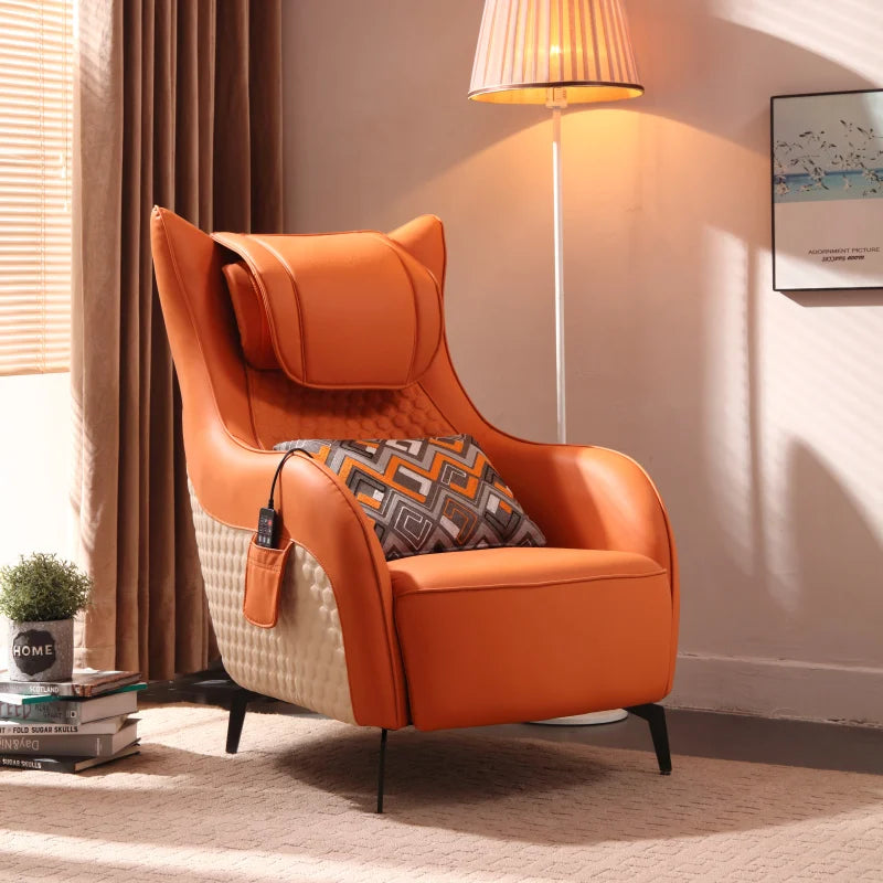 Leather High Back Living Room Chair Makeup Bedroom Comfort Chair Relax Fashion Sofa Individual Fauteuil Salon Computer Armchair