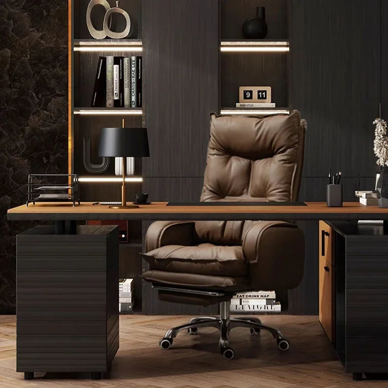 Reading Leather Office Chair Lazy Mobile Recliner Playseat Study Swivel Throne Office Chair Comfortable Muebles Home Furniture