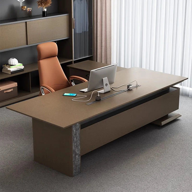 L Shape Boss Office Desk Corner Writing Workstation Storage Gaming Executive Office Desks Drawers Bureau Meuble Home Furnitures
