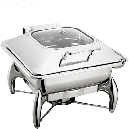 YUFEH good quality silver plated luxury chafing dish set with glass lid high-end buffet stove food warmer hotel chafing dishes