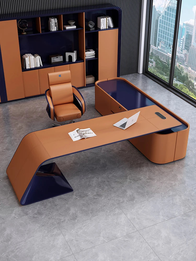 Italian Boss Table, President Table, Light Luxury, Modern High-end Villa, Large Desk, Office Leader, Office Desk