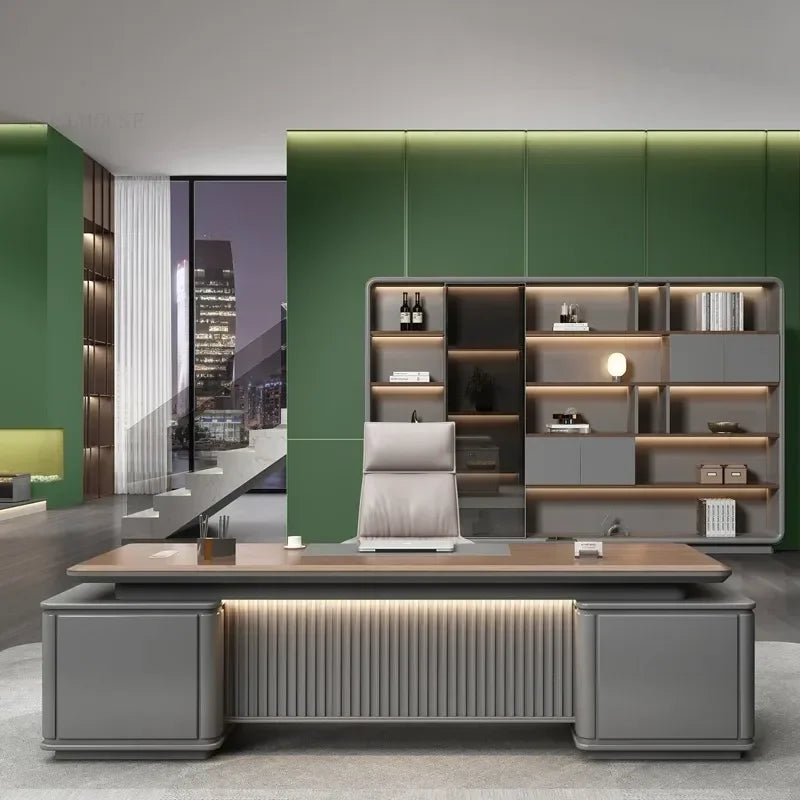 Luxury L-shape Bedrom Designer Office Furniture Minimalist Boss Desk Executive Desk General Manager Office Computer Desk Table H