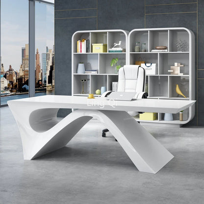 Designer Long Straight Office Desk White Vanity Girl Boss Drafting Computer Desks Cute Reception Bureau Meuble Home Furniture