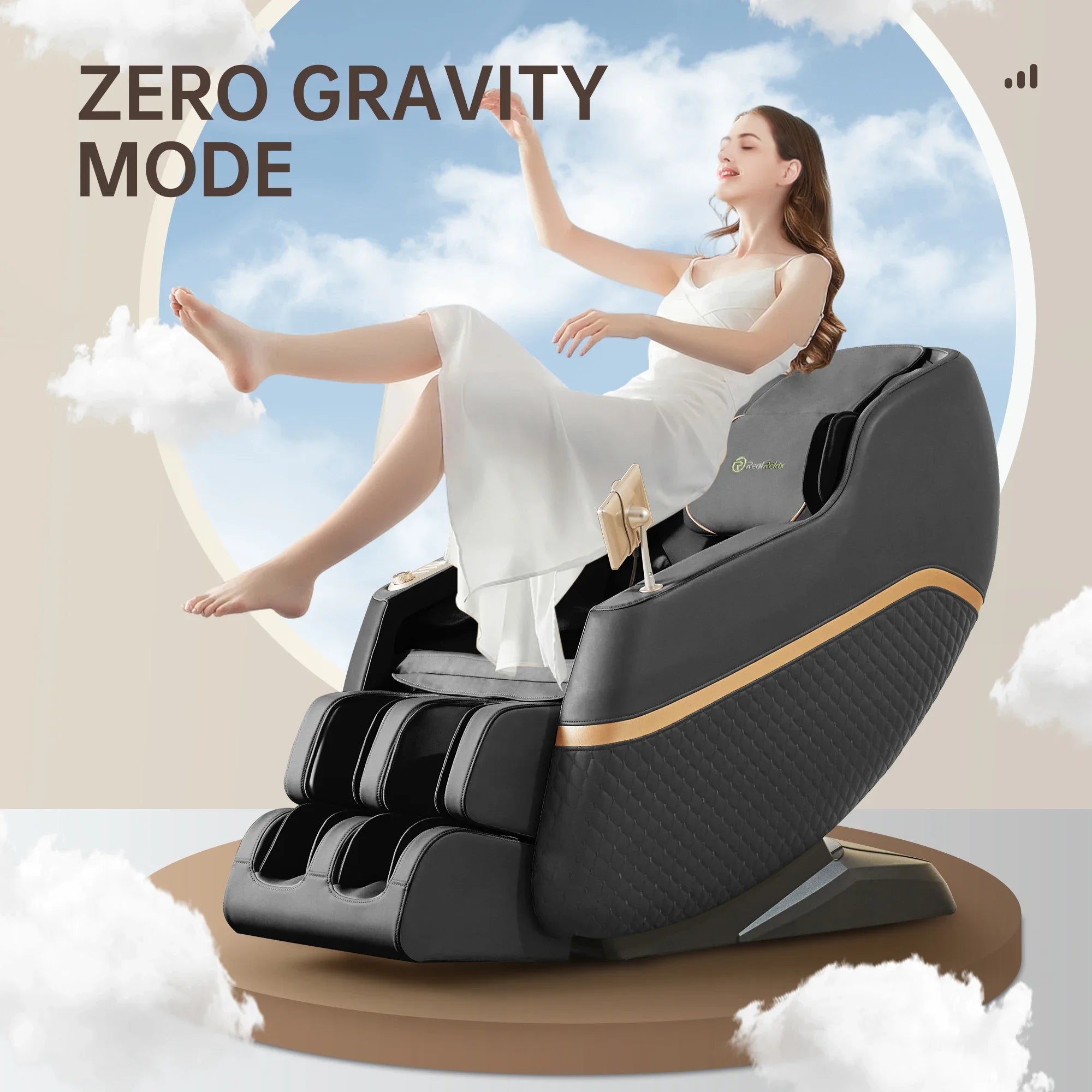 Real Relax Favor 07 SL Track Full Body Zero Gravity Recliner with 18 Modes Yoga Stretch Bluetooth Heating Black  Massage Chair