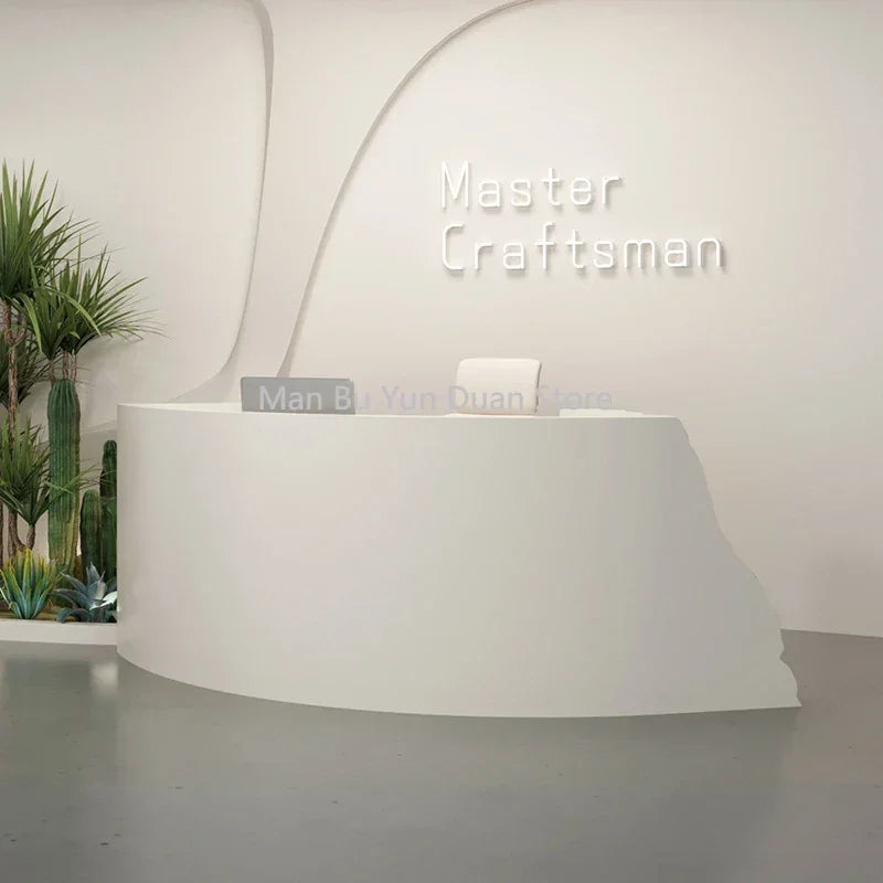 Modern Black Reception Desk with LED—Counter Box for Stores, Cash Office Furniture