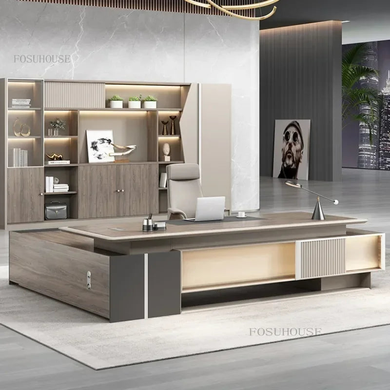 Italian Office Boss Desks Table Simple Modern Desk Office Furniture Large Manager Computer Desk and Chair Set p