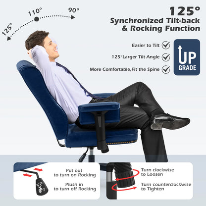 High Back Ergonomic Executive Office Chair with wheels Office Chair with Height-Adjustable Upholstered by PU