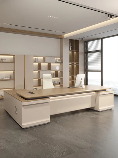Office desk and chair combination light luxury senior sense Chairman office president desk large class table simple and modern