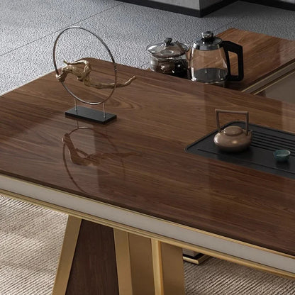 High-Grade Solid Wood  Villa Modern Light Luxury Room Creative Luxury Stone Tea Table