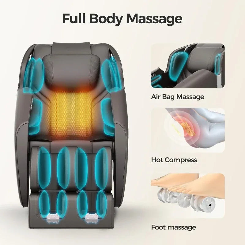 Full Body Zero Gravity Massage Chair Electric Shiatsu Massage Recliner with Foot Roller Bluetooth Speaker for Family Friends