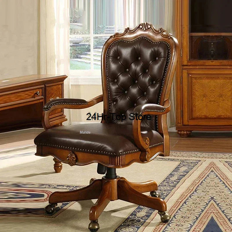 Modern American Leather Office Chair – Soft Cushion Backrest
