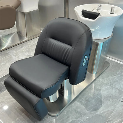Black Salon Shampoo Chair – Professional Hairdressing Sink, Spa Hairwash Bed for Stylists, Women’s Lit Lavage De Cheveux Spa Furniture