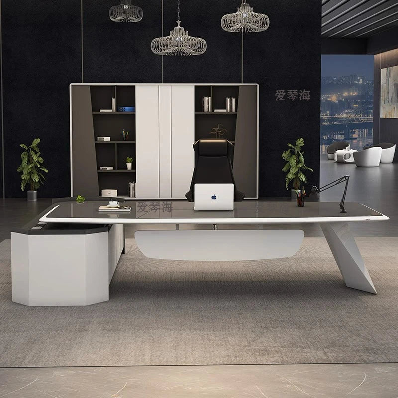 Modern Luxury Conference Desk, Computer Office Desk, Study Table with Storage