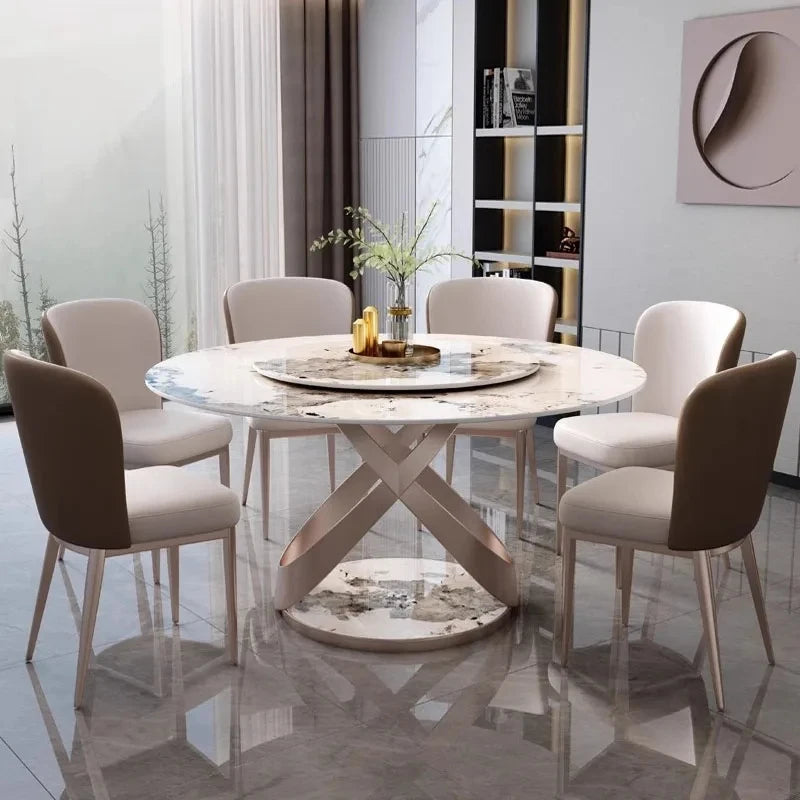 Nordic modern round marble dining Set