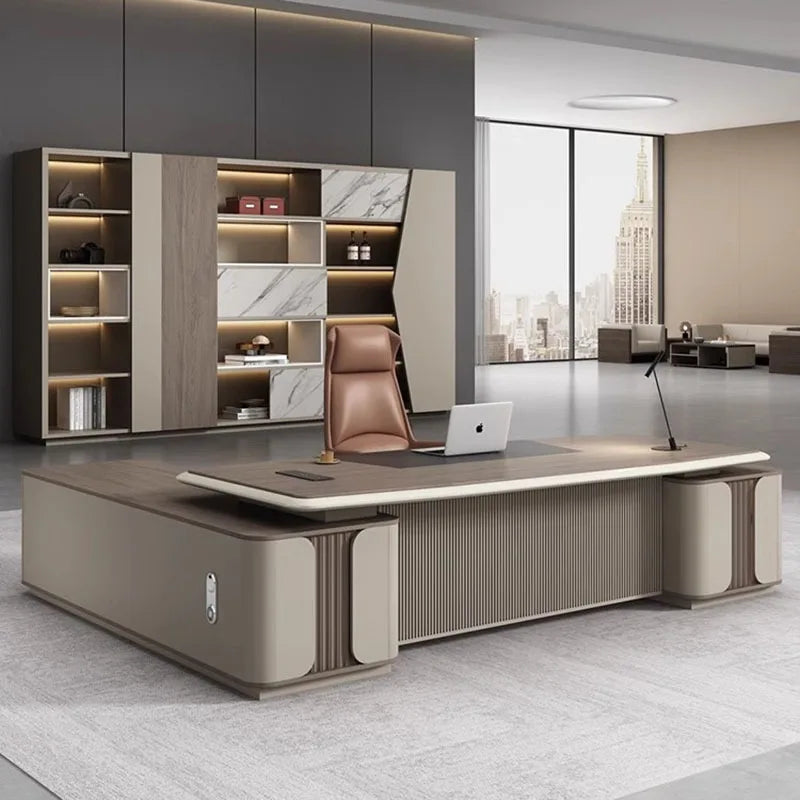 White Simple L-Shaped Office Desk