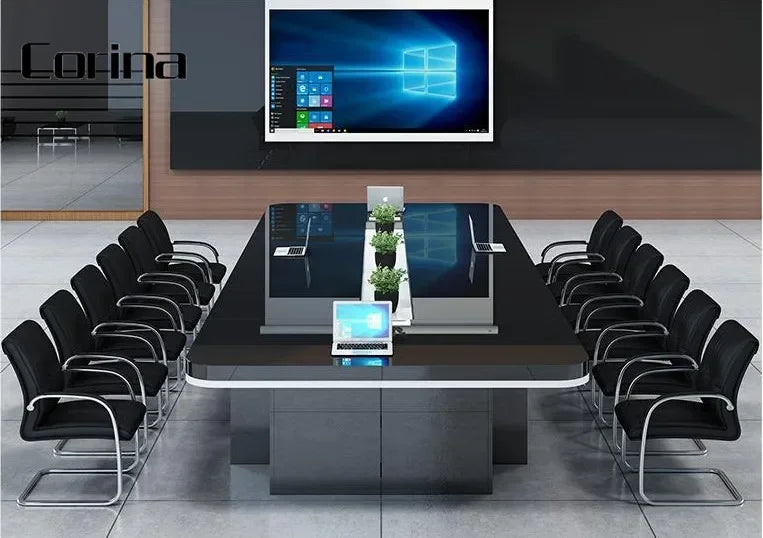office furniture conference room table and chairs sets modern black glossy luxury conference table