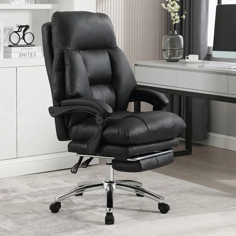 Luxury Designer Office Chair Leather Foorest Lean Back Boss Computer Office Chair Study Silla Escritorio Office Furniture LVOC