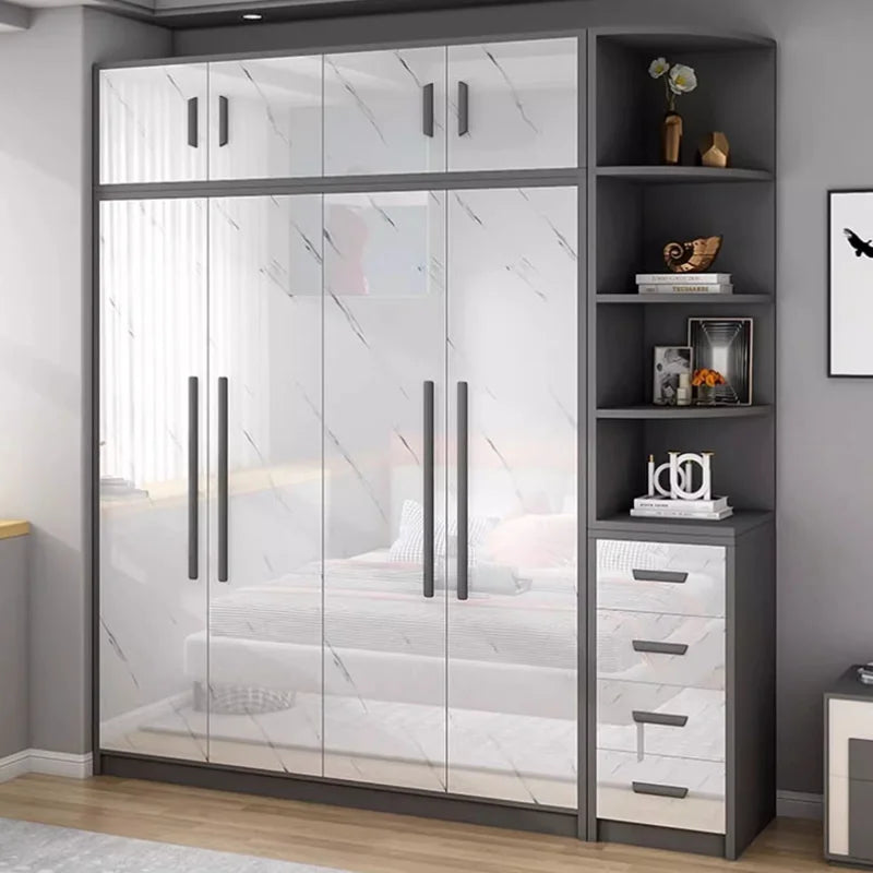 Women Wood White Wardrobe Storage Drawer Bright Nordic Bedroom Wardrobe Hotel Display Cabinet Ropero Armables Home Furniture