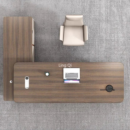 Free Shipping Dark Wood Office Desk Storage Home Mid Century L Shaped Computer Desks Executive Set Escritorio Office Furniture