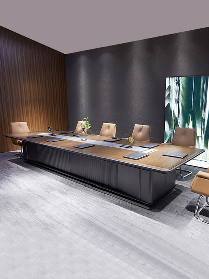 High-End Conference Table &amp; Chair Set – Long, Light Luxury, Business Office Furniture
