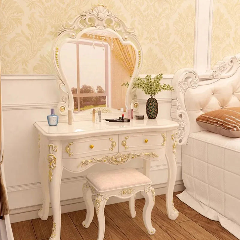 Nordic Luxury Drawer Mirror Vanity Dresser