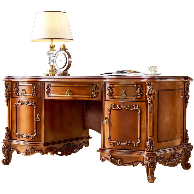European style desk, solid wood, country desk, office desk, minimalist silver desk, study furniture