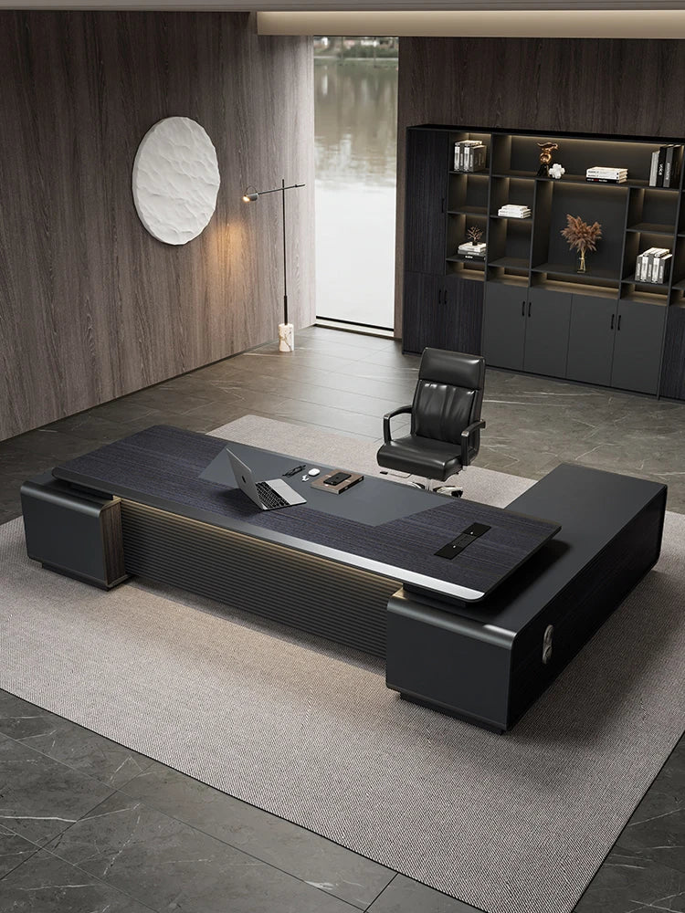 Lacquer boss desk office desk and chair combination light luxury senior sense simple modern president chairman manager big class