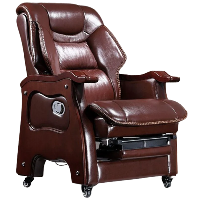 Leather Boss Office Chair Computer Back Support Arm Massage Design Office Chair Ergonomic Footrest Silla Oficina Furniture