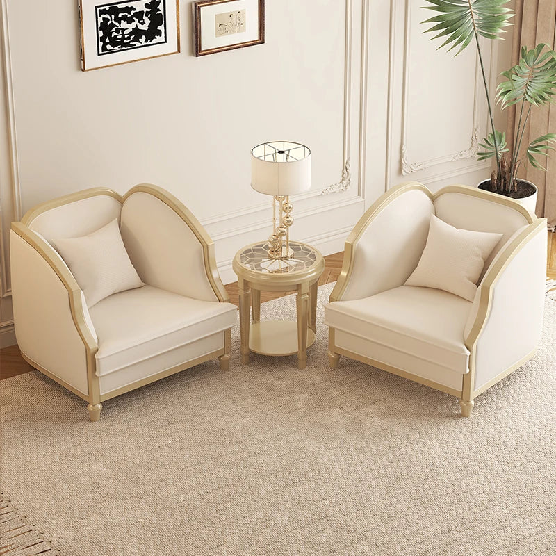 Luxury sofa, small and medium-sized living room, European high-end and grand villa, French leather sofa