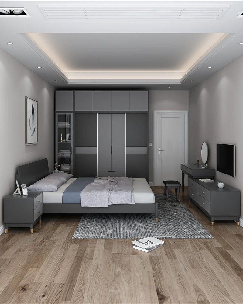 Simple bedroom sliding door wardrobe, modern household economy three door coat cabinet, sliding door storage cabinet