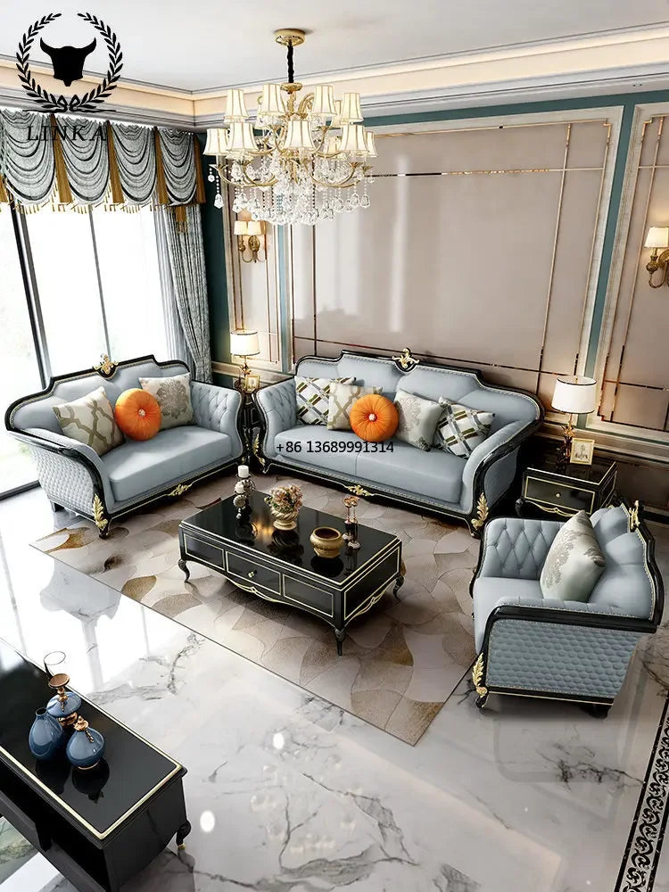 Light Luxury Sofa Set. Crafted in French European Leather.