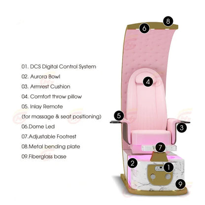 Light Luxury Modern Throne Professional High-Back Foot Spa Massage Chair Manicure and Pedicure Chair Manicure Salon Furniture