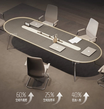 Simple Modern Oval Conference Table and Chair Combination