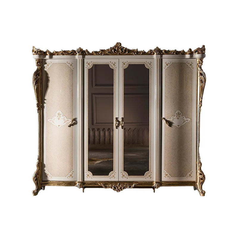 European-Style Solid Wood Wardrobe – Carved, Six Doors, French Villa Design, Custom Luxury Storage
