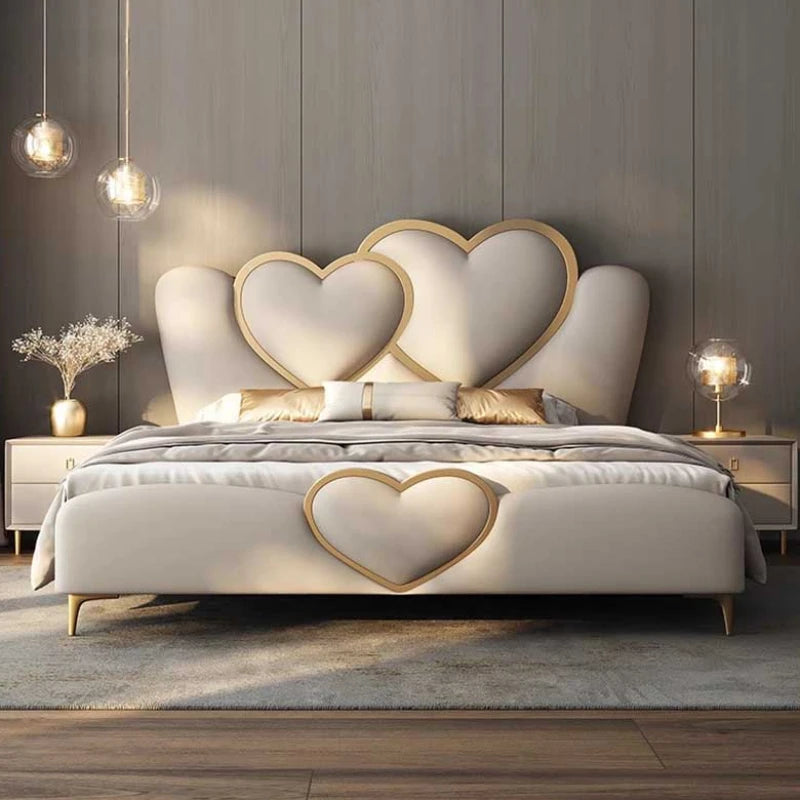 Modular Aesthetic Double Bed Frame Designer European Queen Luxury Headboard Bed Frame Platform Sleeping Cama Box Casal Furniture